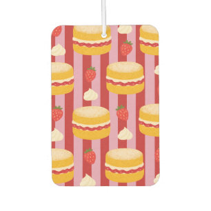 Pink and red stripes with cake pattern car air freshener