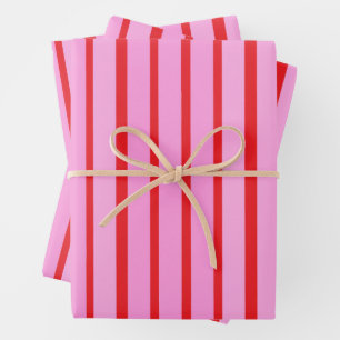 Pink and Red Stripes  Wrapping Paper Sheet