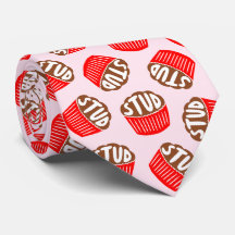 Pink and Red Stud Muffin Valentine Neck Tie