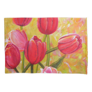 Pink and Red Tulip Arrangement   Pillowcase