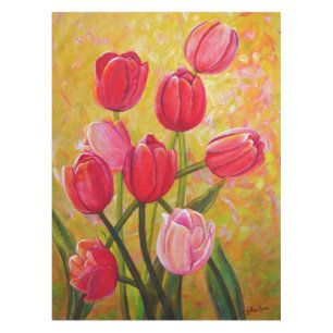 Pink and Red Tulip Arrangement Tablecloth
