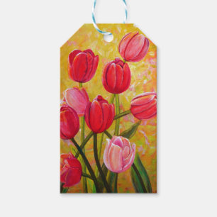 Pink and Red Tulips Painting Gift Tags