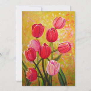 Pink and Red Tulips Painting Invitation
