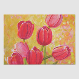 Pink and Red Tulips Painting  Tissue Paper
