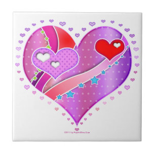 Pink and Red Valentine Heart Ceramic Tile