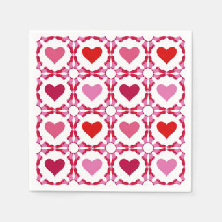 Pink and Red Valentine Hearts Pattern Napkin