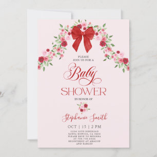 Pink and Red Valentines Baby Shower Girl Invitation