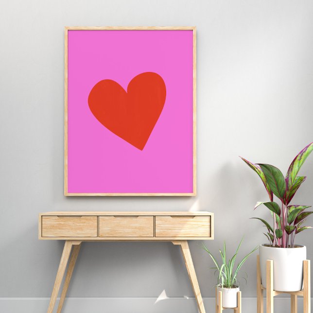 Pink and Red Valentine's Day Heart Modern Poster (Creator Uploaded)