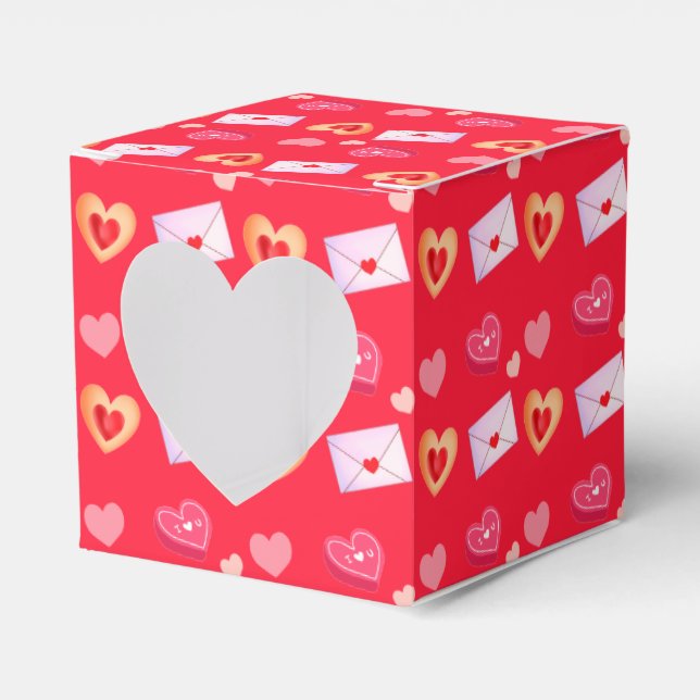Pink And Red Valentine's Day Treats & Love Letter Favour Box (Front Side)