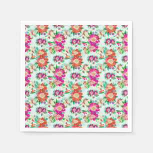 Pink and Red Vintage Floral Pattern Napkin