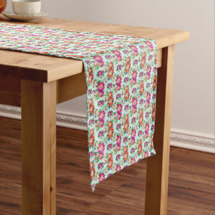 Pink and Red Vintage Floral Pattern Short Table Runner