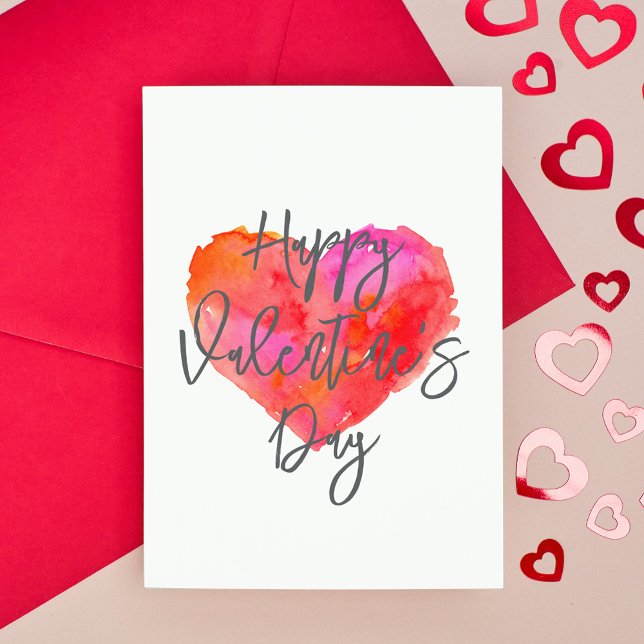 Pink and Red Watercolor Heart Valentine's Day Card (Pink and Red Watercolor Heart Valentine's Day Card
)