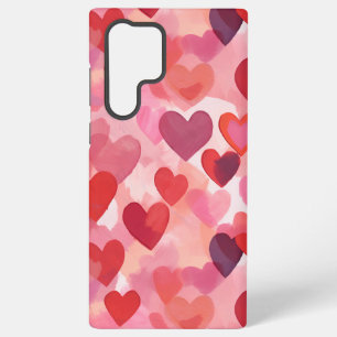 Pink and Red Watercolor Hearts Romantic Coquette Samsung Galaxy Case