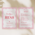 Pink and Red Wavy Hen Weekend Party  Invitation<br><div class="desc">Pink and Red Wavy Hen Weekend Party  Itinerary</div>