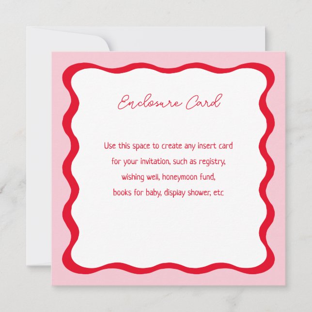 Pink and Red Wavy Retro Square Insert Invitation (Front)