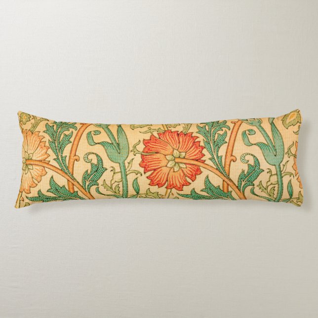 Pink and Rose by William Morris Body Cushion (Front)