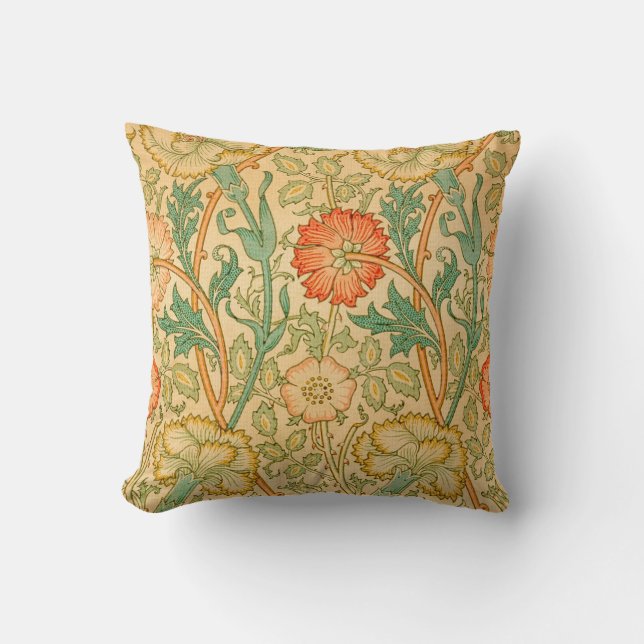 Pink And Rose By William Morris Cushion (Front)