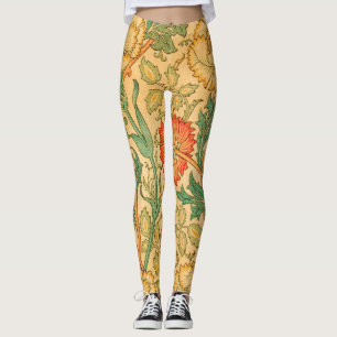 Pink and Rose by William Morris Leggings