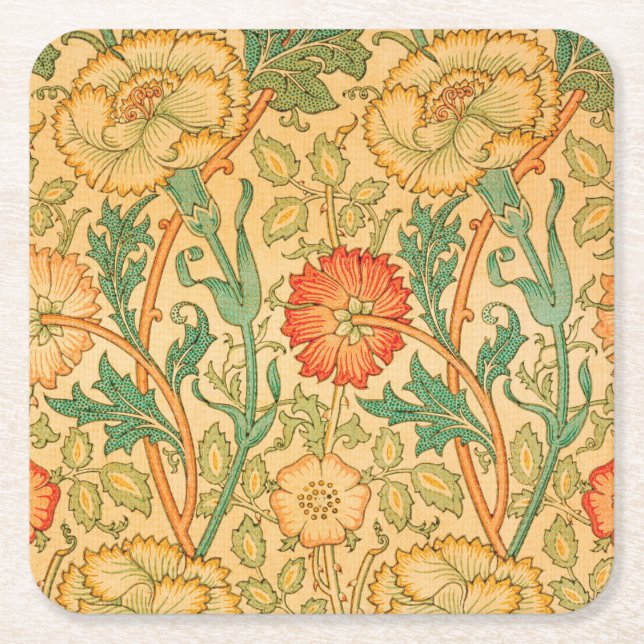 Pink and Rose by William Morris Square Paper Coaster (Front)