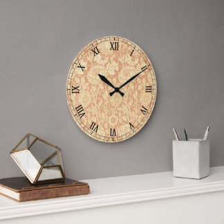Pink and Rose by William Morris, Vintage Flowers Large Clock