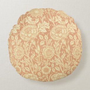 Pink and Rose by William Morris, Vintage Flowers Round Cushion