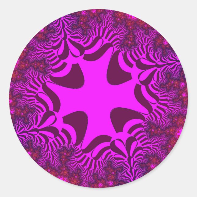 Pink and Rose Cross Classic Round Sticker (Front)