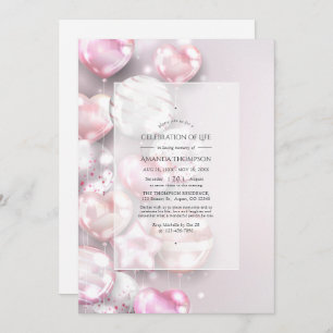 Pink and Rose Gold Balloons Celebration of Life Invitation