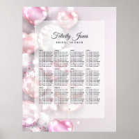 Pink and Rose Gold Balloons Seating Plan