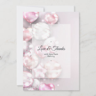 Pink and Rose Gold Balloons Thank You Card