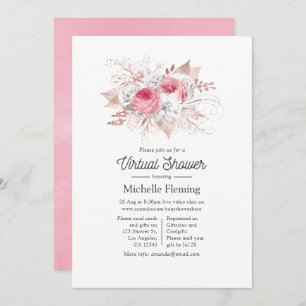 Pink and Rose Gold Floral Virtual Baby Shower Invitation