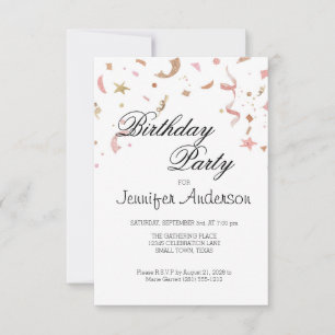 Pink and Rose Gold Glitter Confetti Invitation