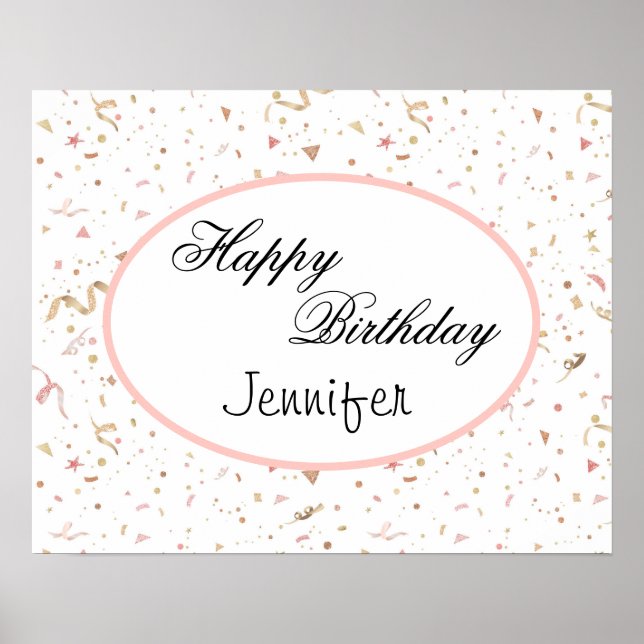 Pink and Rose Gold Glitter Confetti Poster (Front)