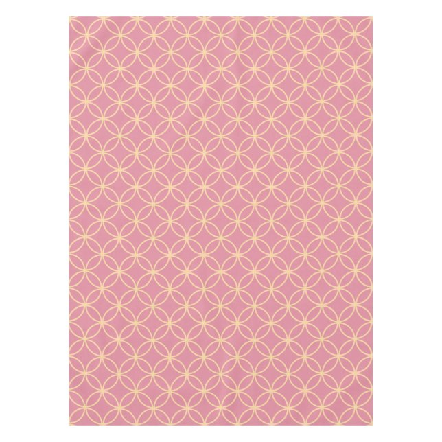 Pink and rose gold interlocking circles pattern tablecloth (Front)