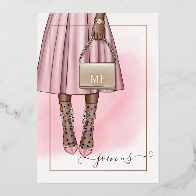 Pink and Rose Gold Monogram Bachelorette Party (Front)