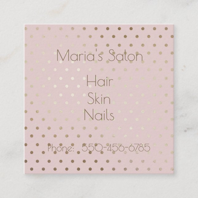 Pink and Rose Gold Square Business Card (Front)