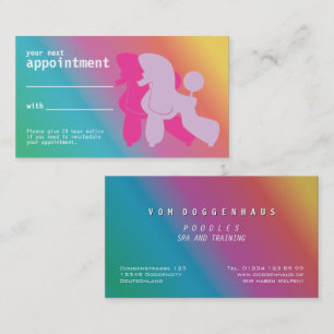 Pink and Rose Poodle Appointment Reminder Business Card