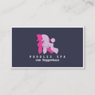 Pink and Rose Poodle Couple Business Card