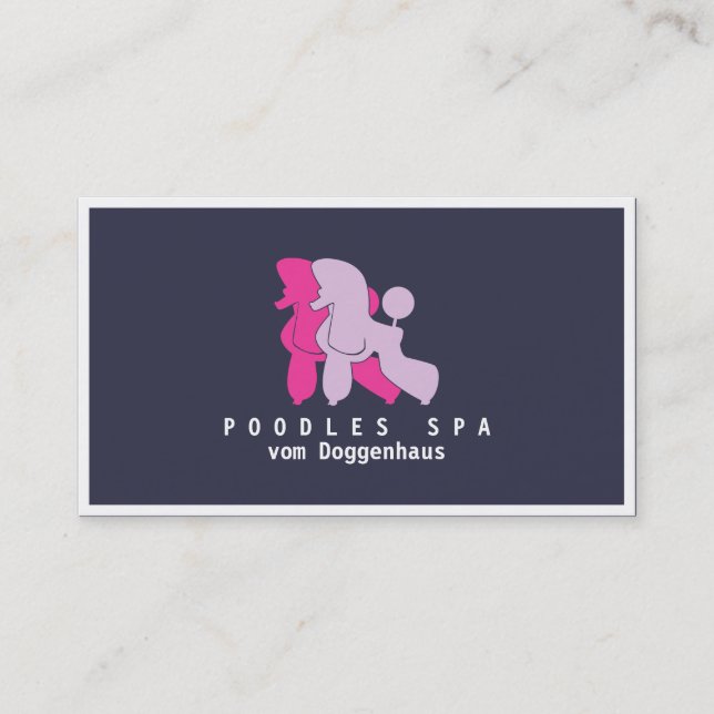 Pink and Rose Poodle Couple Business Card (Front)