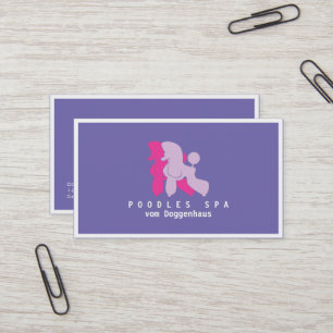 Pink and Rose Poodle Couple Business Card