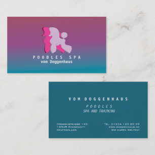 Pink and Rose Poodle Couple Business Card
