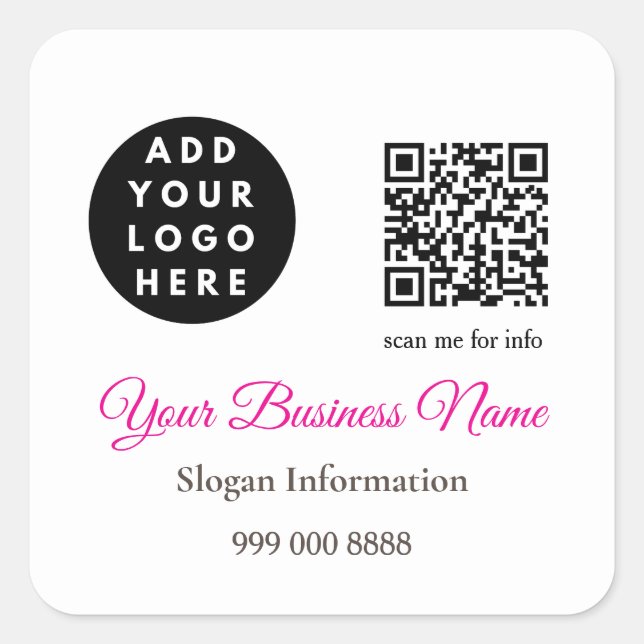 Pink and Roses Catering Business QR Code Sticker (Front)