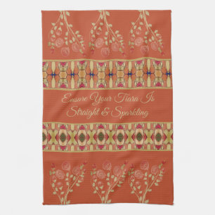 Pink And Rusty Orange Tea Towel
