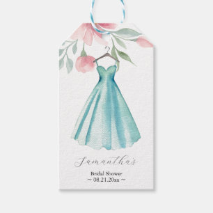 Pink and Sage Blue Floral Bridal Shower Themes Gift Tags