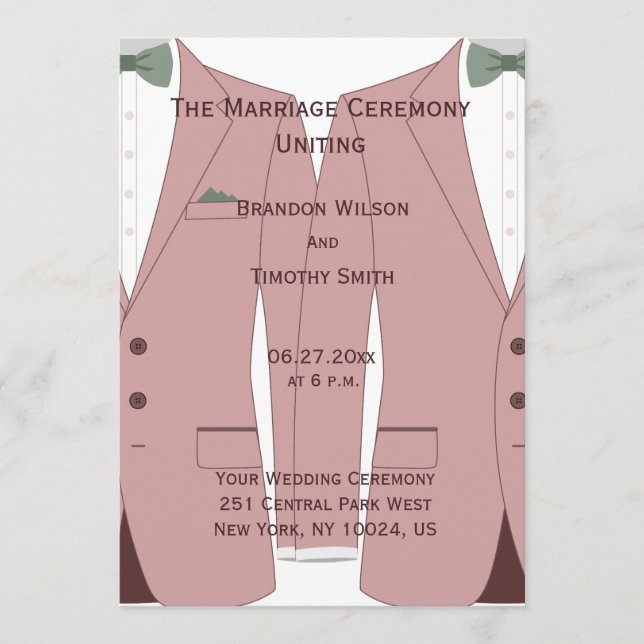 Pink And Sage Gay Wedding Programs Programme (Front)