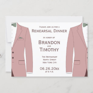 Pink And Sage Gay Wedding Rehearsal Invitations