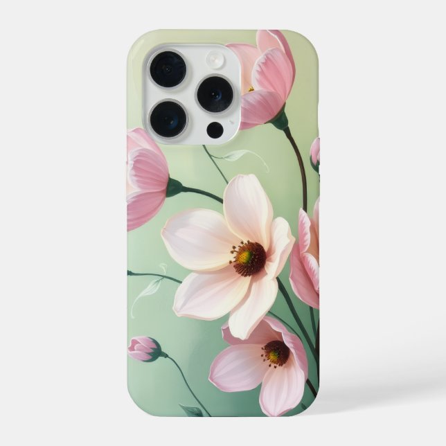 Pink and Sage Green Floral Phone Case (Back)