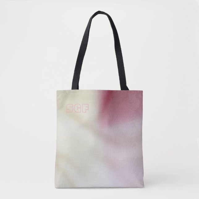 Pink and satin fabric-look with your initials tote bag (Front)