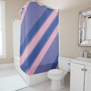 Pink and Shades of Purple Stripes Shower Curtain