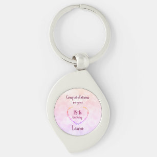 Pink and Silver 18th Birthday Personalised Key Ring
