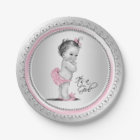 Pink and Silver Baby Shower Paper Plates
